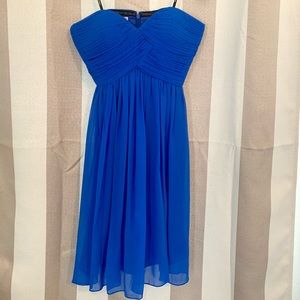 Donna Morgan Strapless Chiffon Dress in Royal Blue